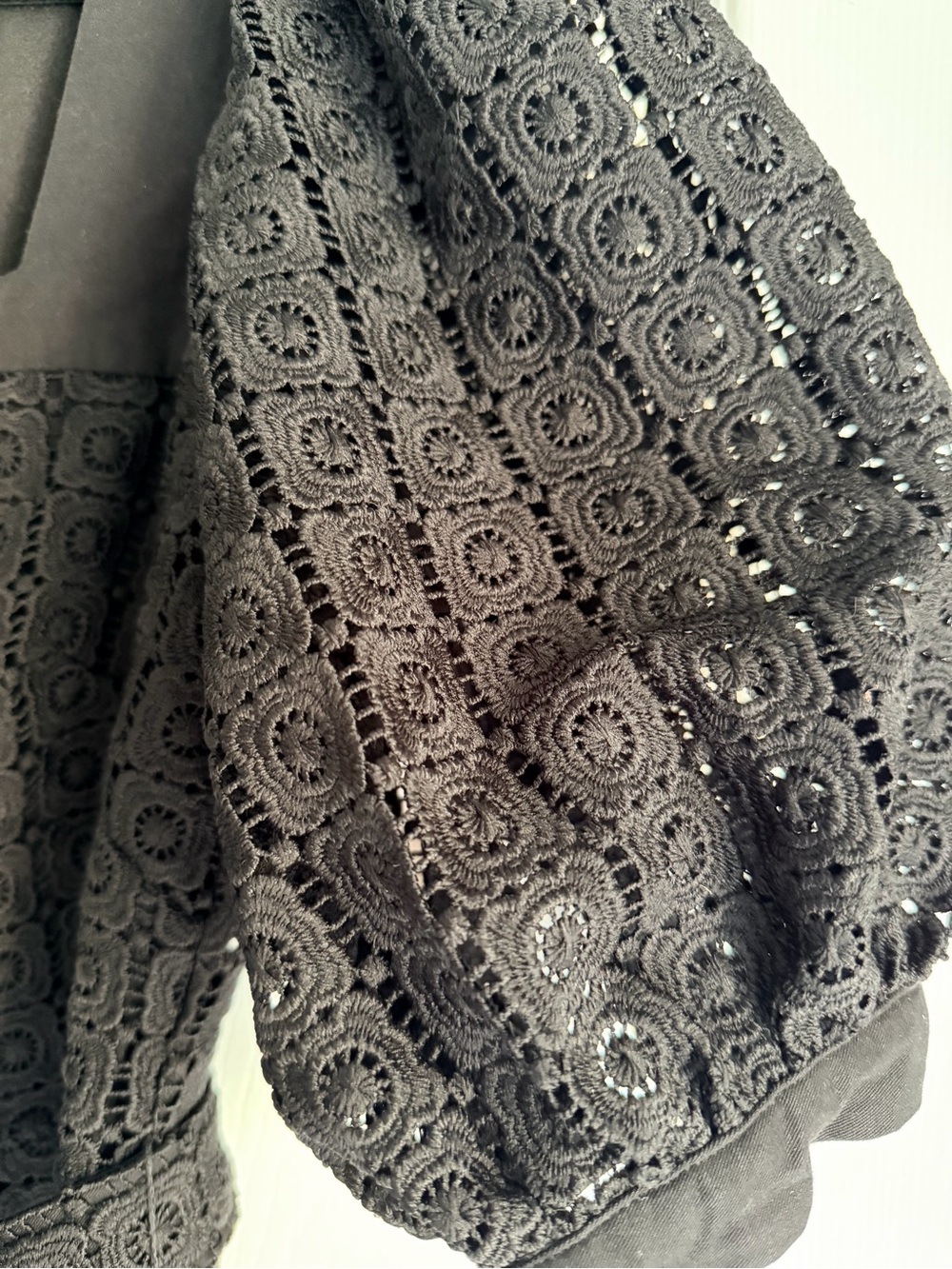 Black Eyelet Puff-Sleeve Jumpsuit M - Picture 5 of 10